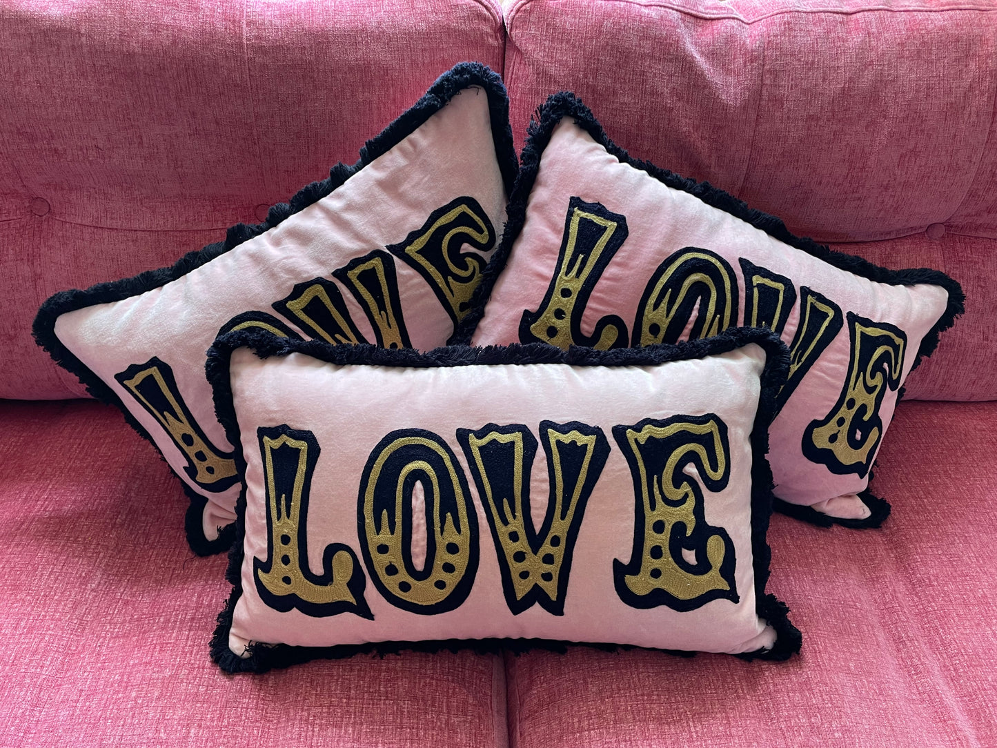 Plush Pink Velvet Love Cushion