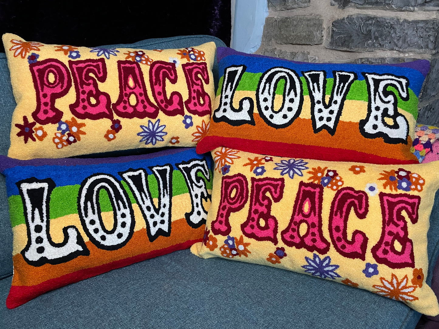 Flower Power Peace Cushion